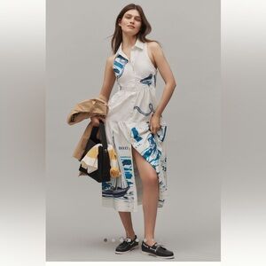 Maeve Sleeveless Collared Nautical Shirtdress